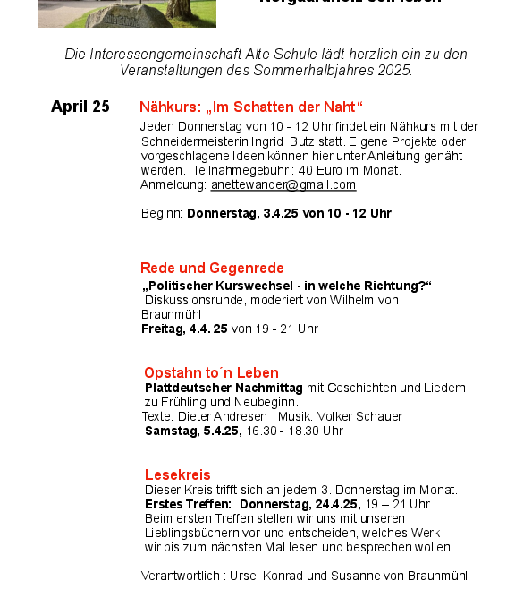 Programm Alte Schule Sommer25