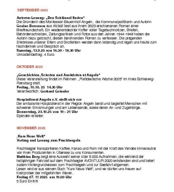 Veranstaltungen 2025-2026